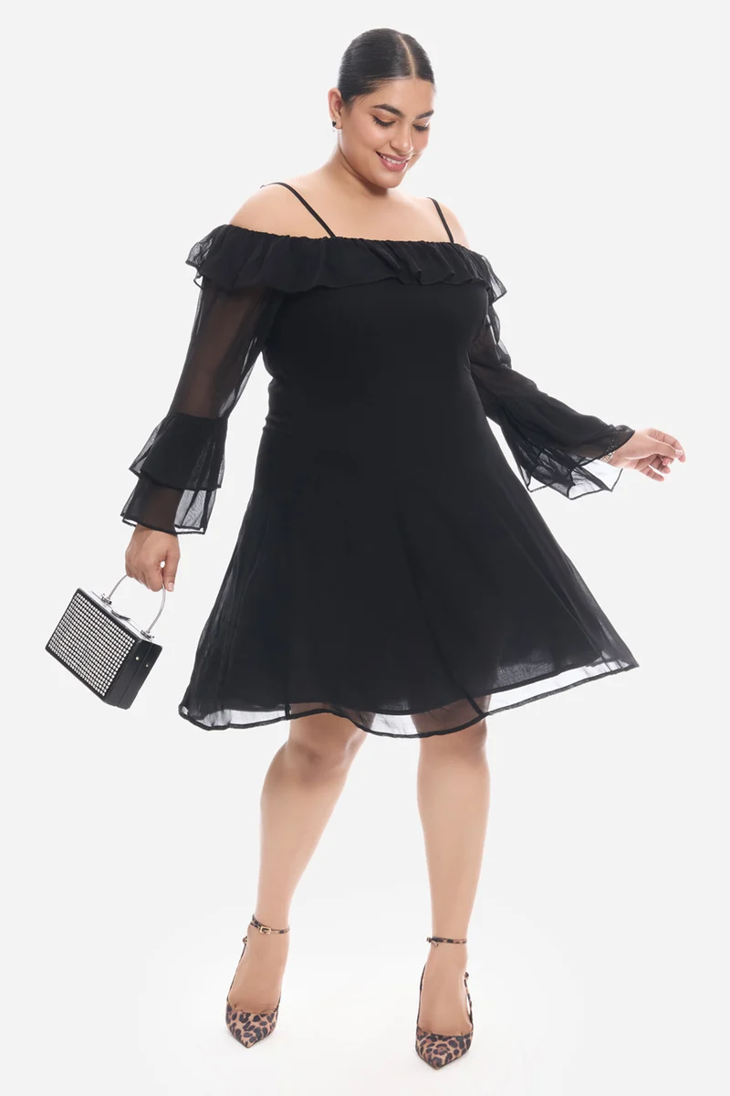 Adnah|Viscose Off-Shoulder Dress