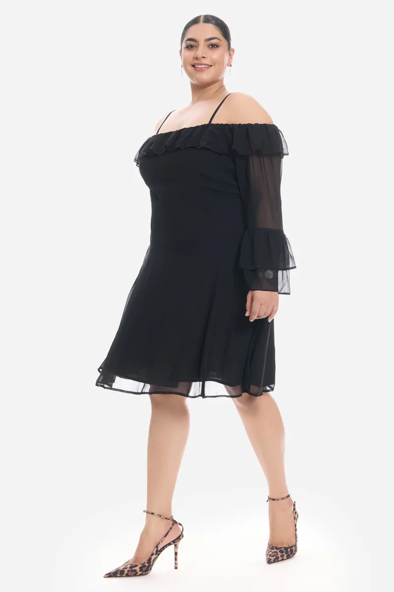 Adnah|Viscose Off-Shoulder Dress