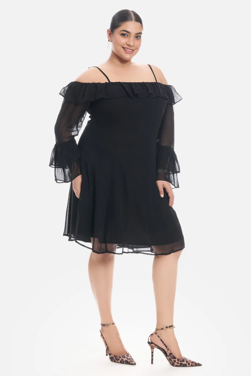 Adnah|Viscose Off-Shoulder Dress