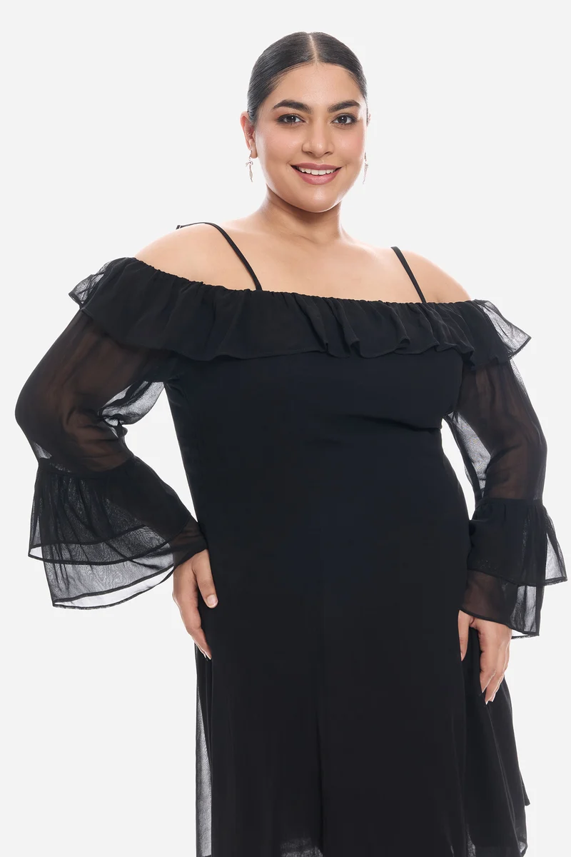 Adnah|Viscose Off-Shoulder Dress