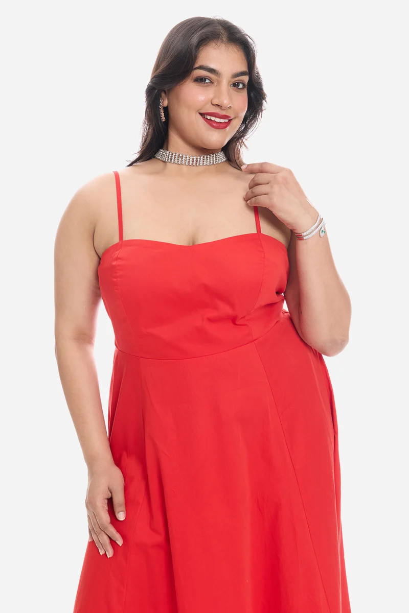 Vivis|Cotton Strappy Maxi Dress With Cutout