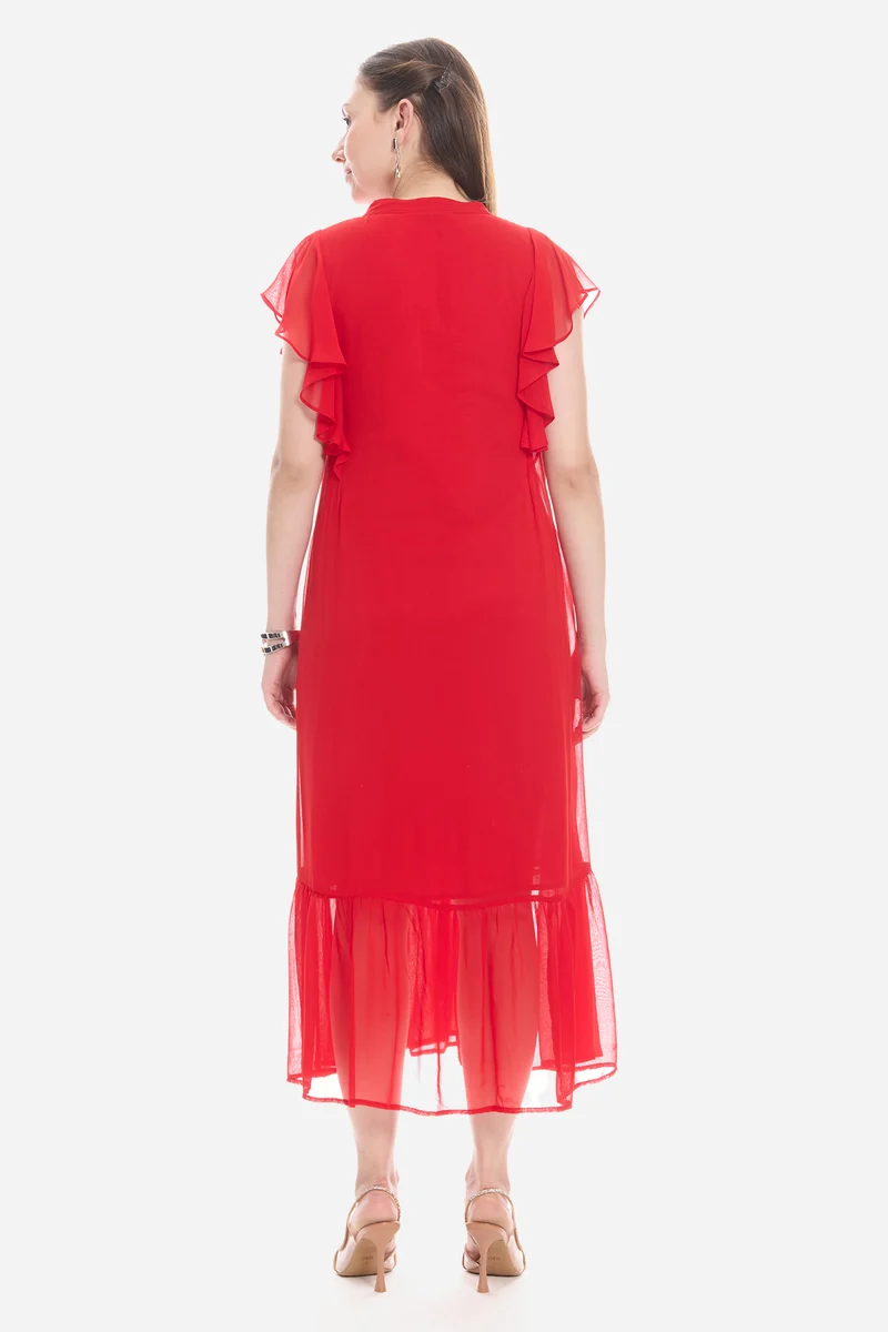 Oldis|100% Viscose Pintuck Tiered Dress