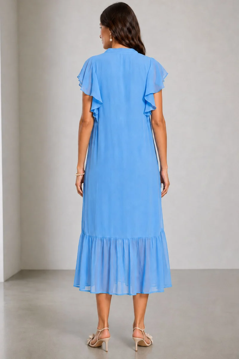 Oldie|100% Viscose Pintuck Tiered Dress