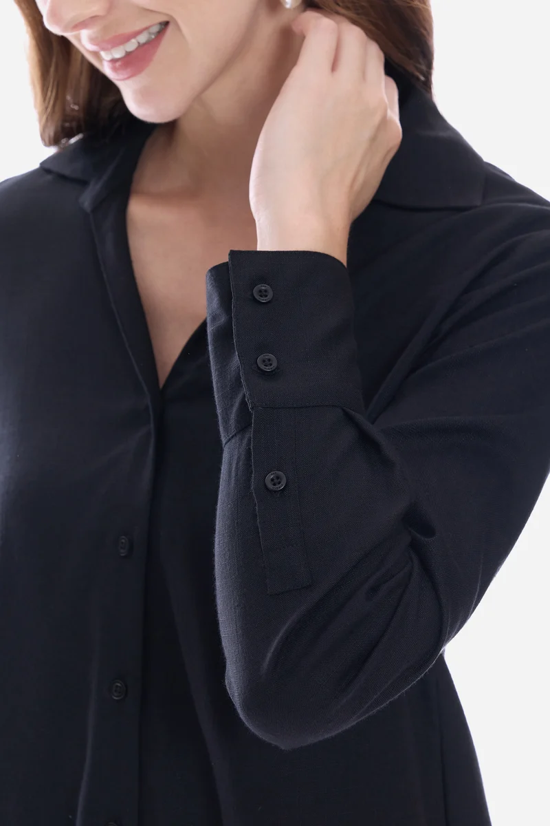 Natie|100% Viscose Relaxed V-Neck Collared Shirt