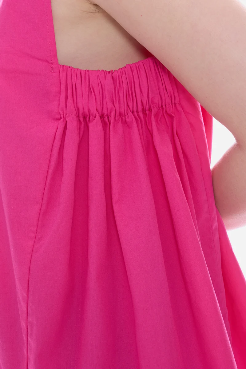Naois|100% Cotton V-Neckline Flared Top
