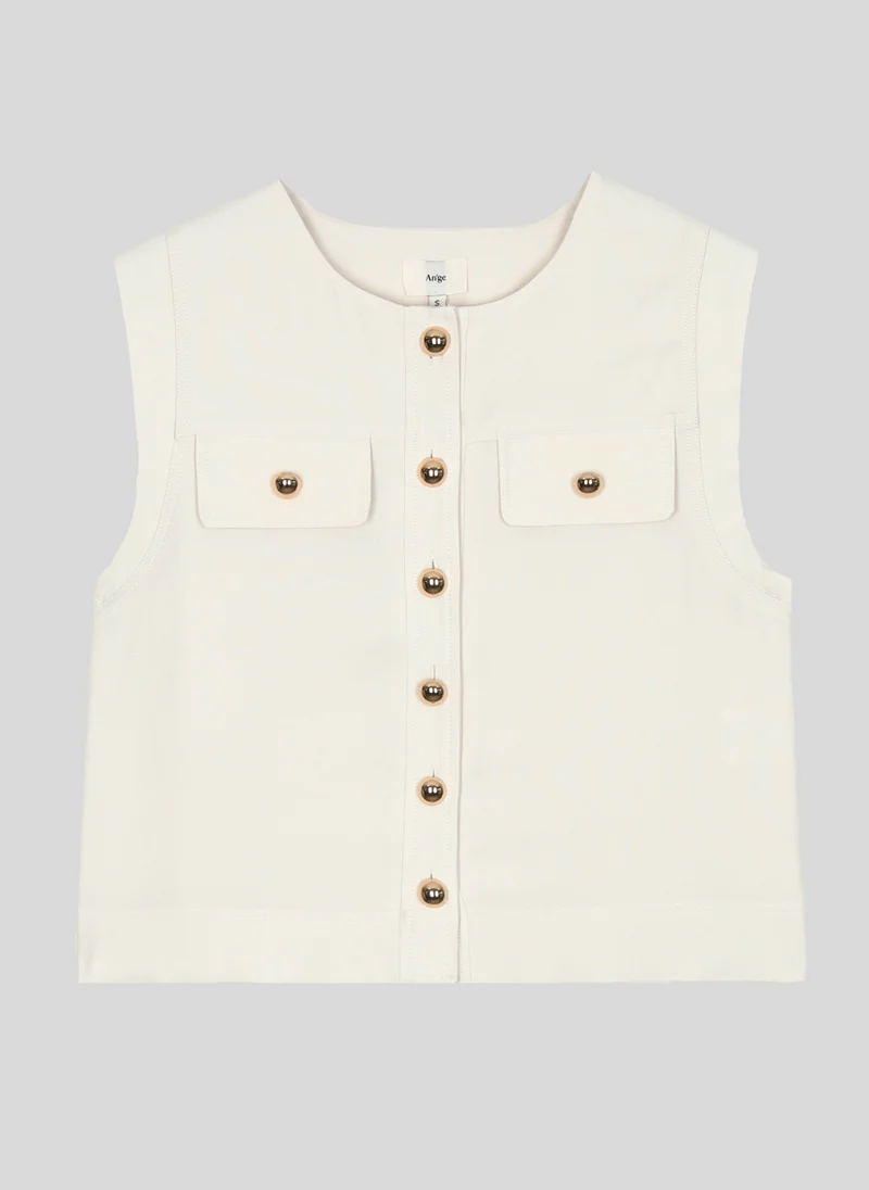 VESTE SANS MANCHES ZELIA ecru