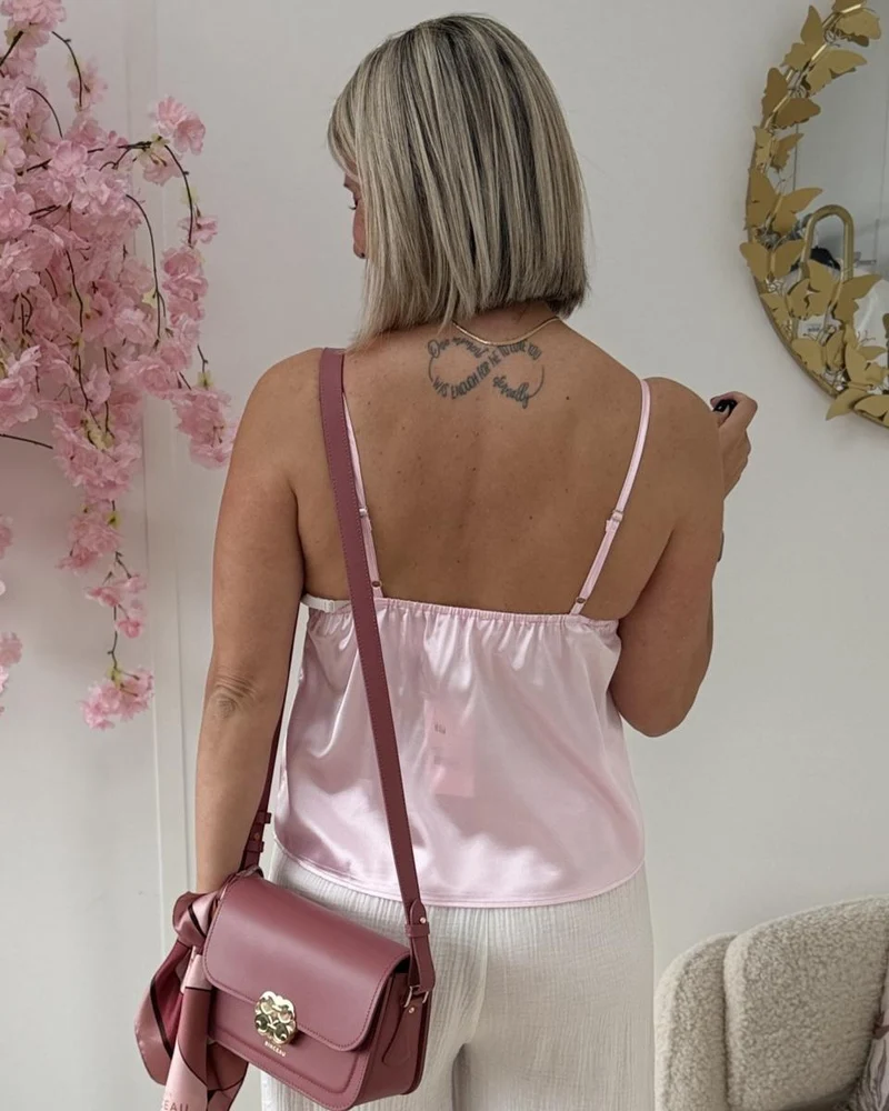 Top rose en soie