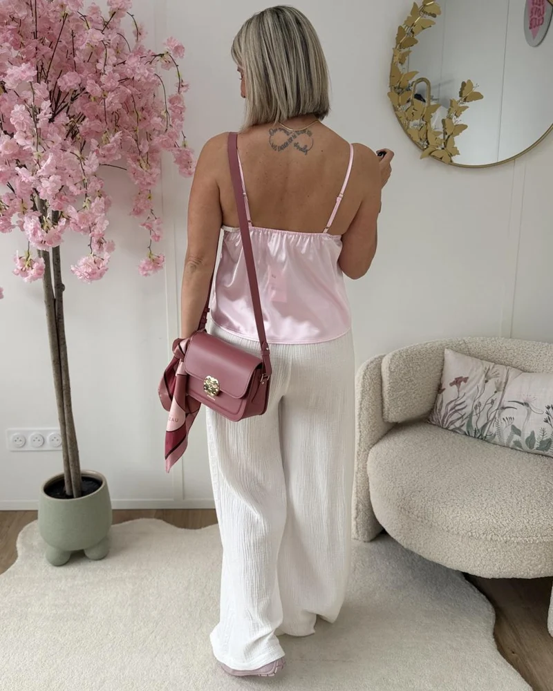 Top rose en soie