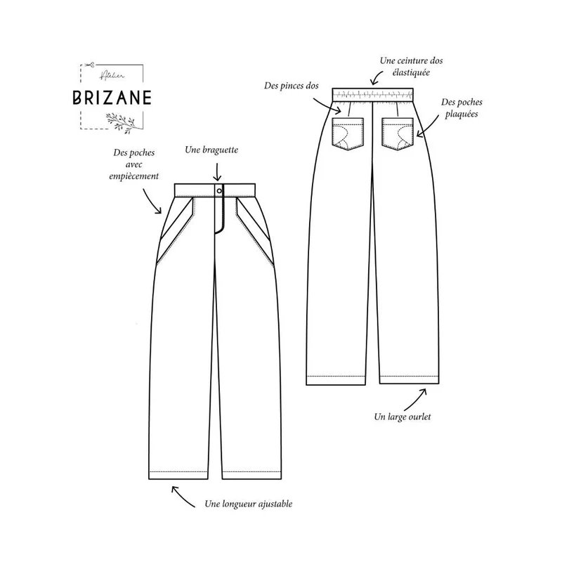 Patron de couture PDF | Pantalon Opaz | Atelier Brizane | Fançais Seulement