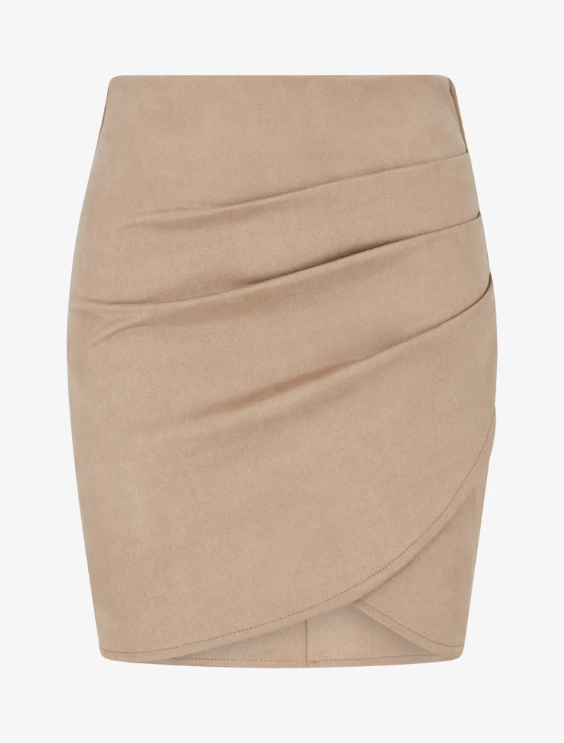 Jupe courte en suédine - Beige