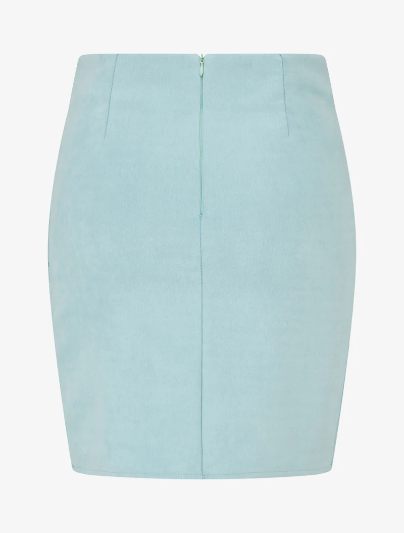 Jupe courte en suédine - Turquoise