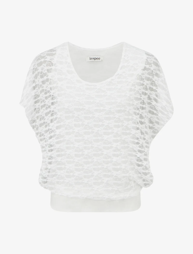 Top boule en dentelle - Blanc