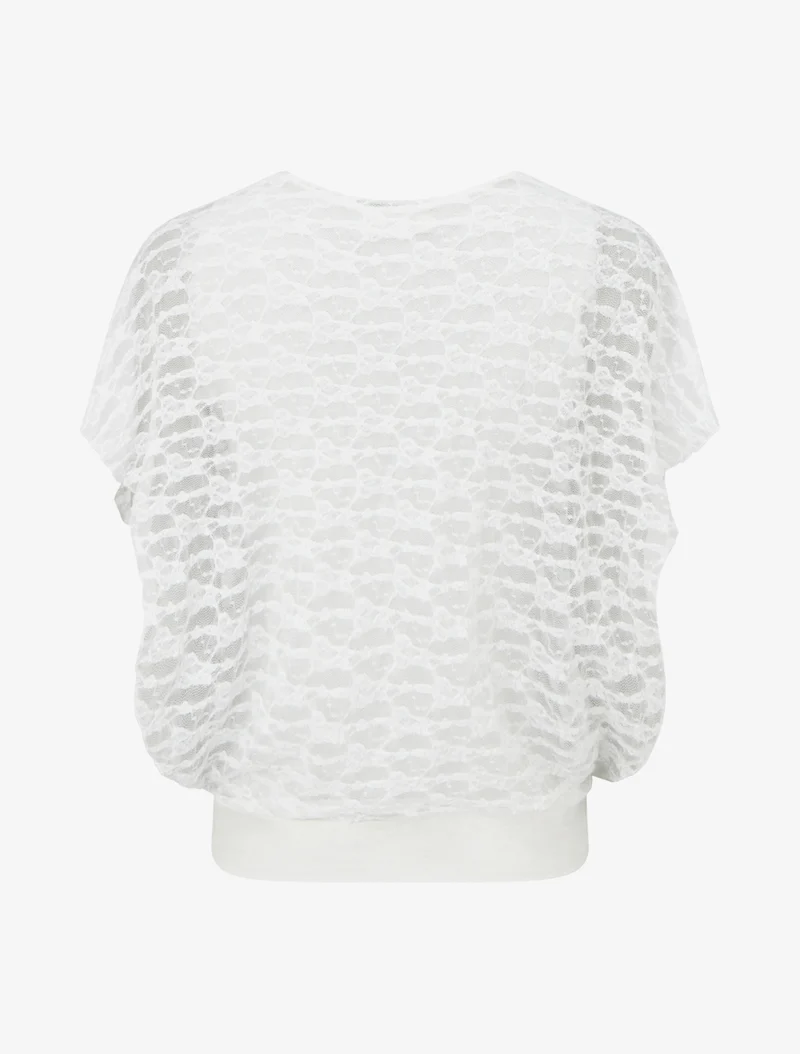 Top boule en dentelle - Blanc