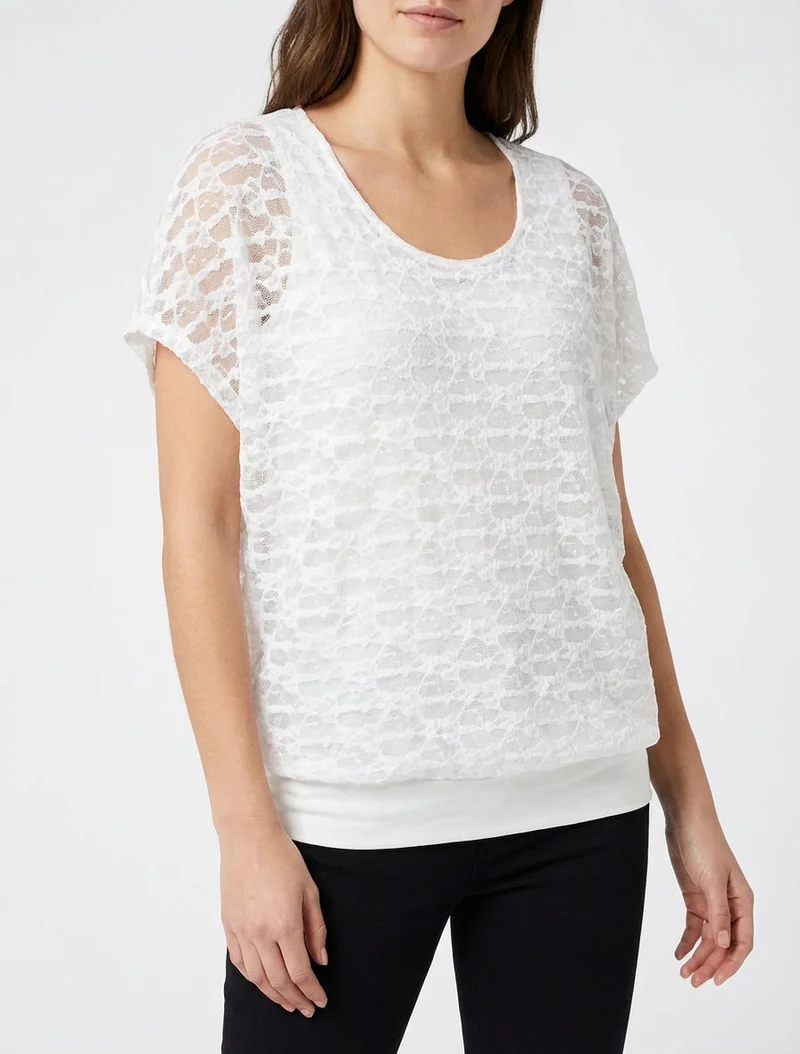 Top boule en dentelle - Blanc