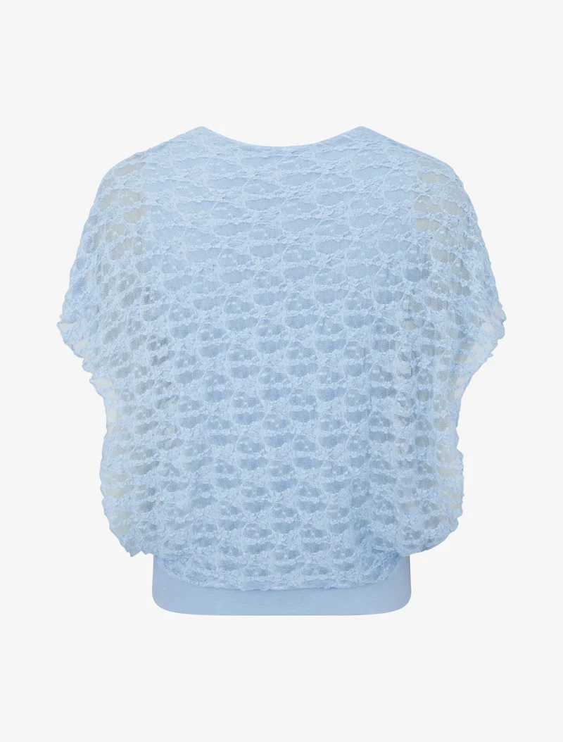 Top boule en dentelle - Bleu ciel