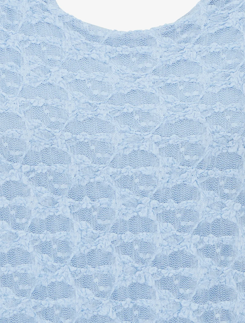 Top boule en dentelle - Bleu ciel