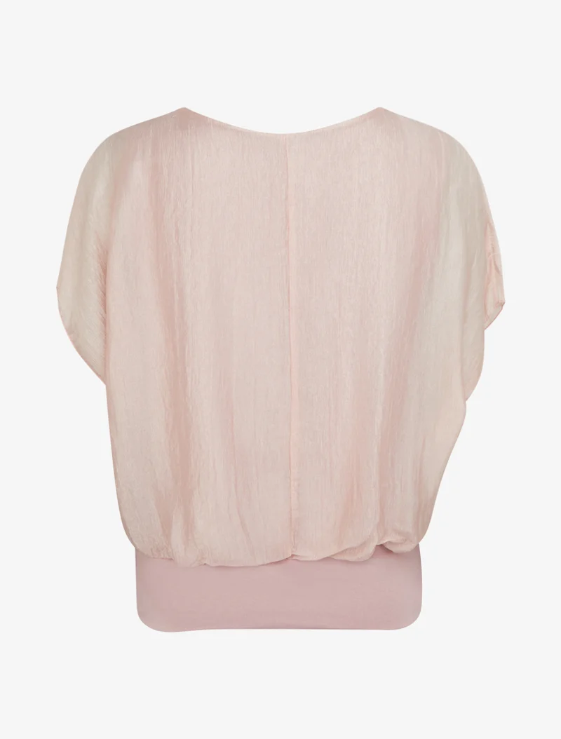 Top boule en tissu texturé - Rose