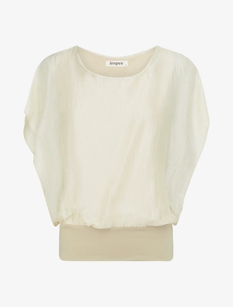 Top boule en tissu texturé - Beige