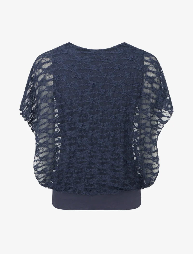 Top boule en dentelle - Marine