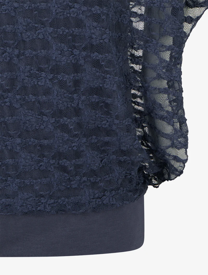 Top boule en dentelle - Marine
