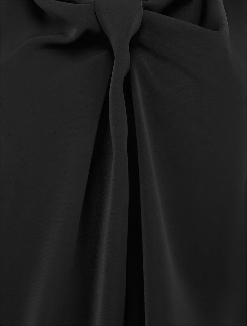 Top droit uni à col V - Noir