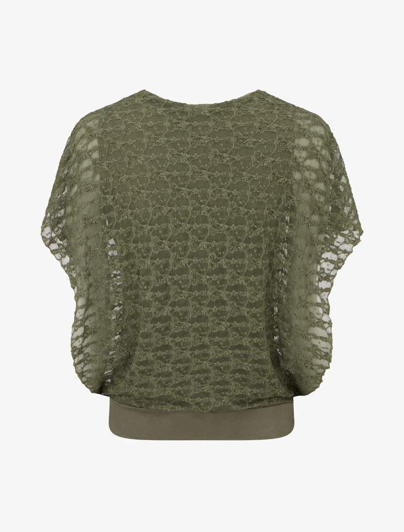 Top boule en dentelle - Kaki