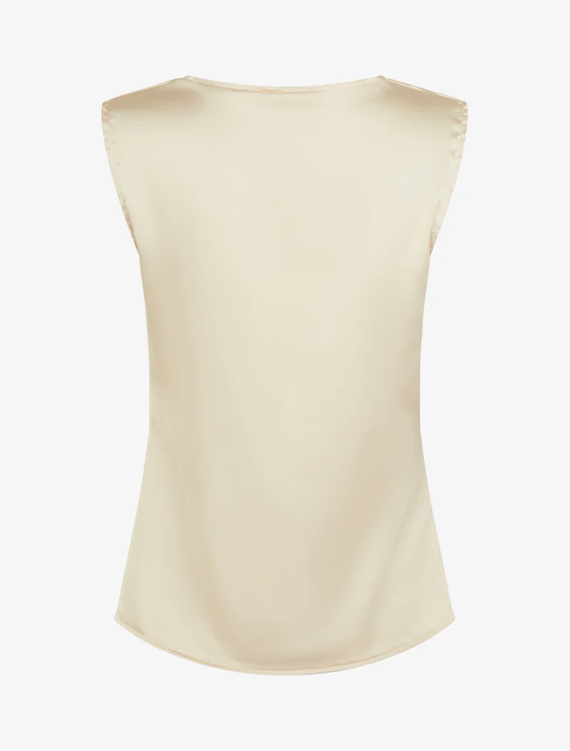 Top satiné à col bénitier - Beige