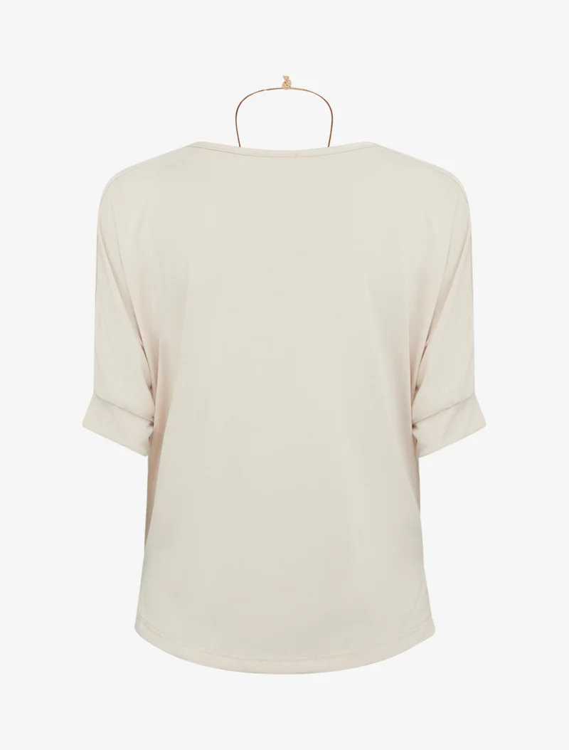 Top fluide à col bénitier - Beige