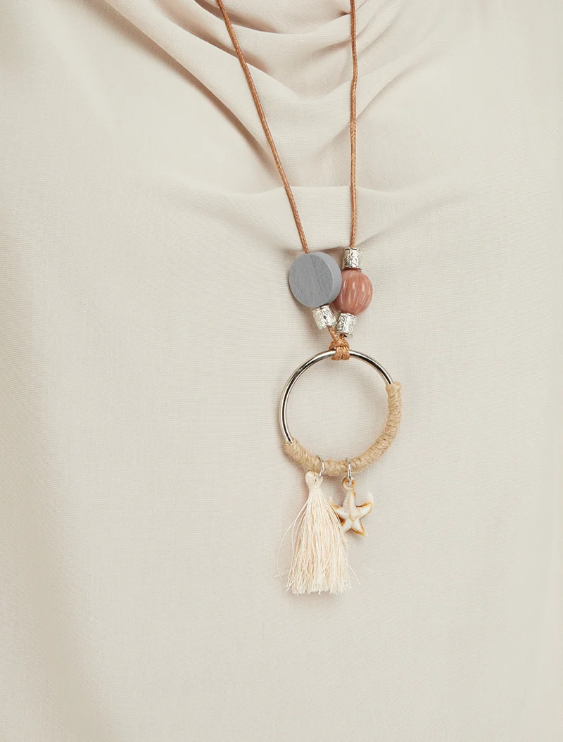 Top fluide à col bénitier - Beige