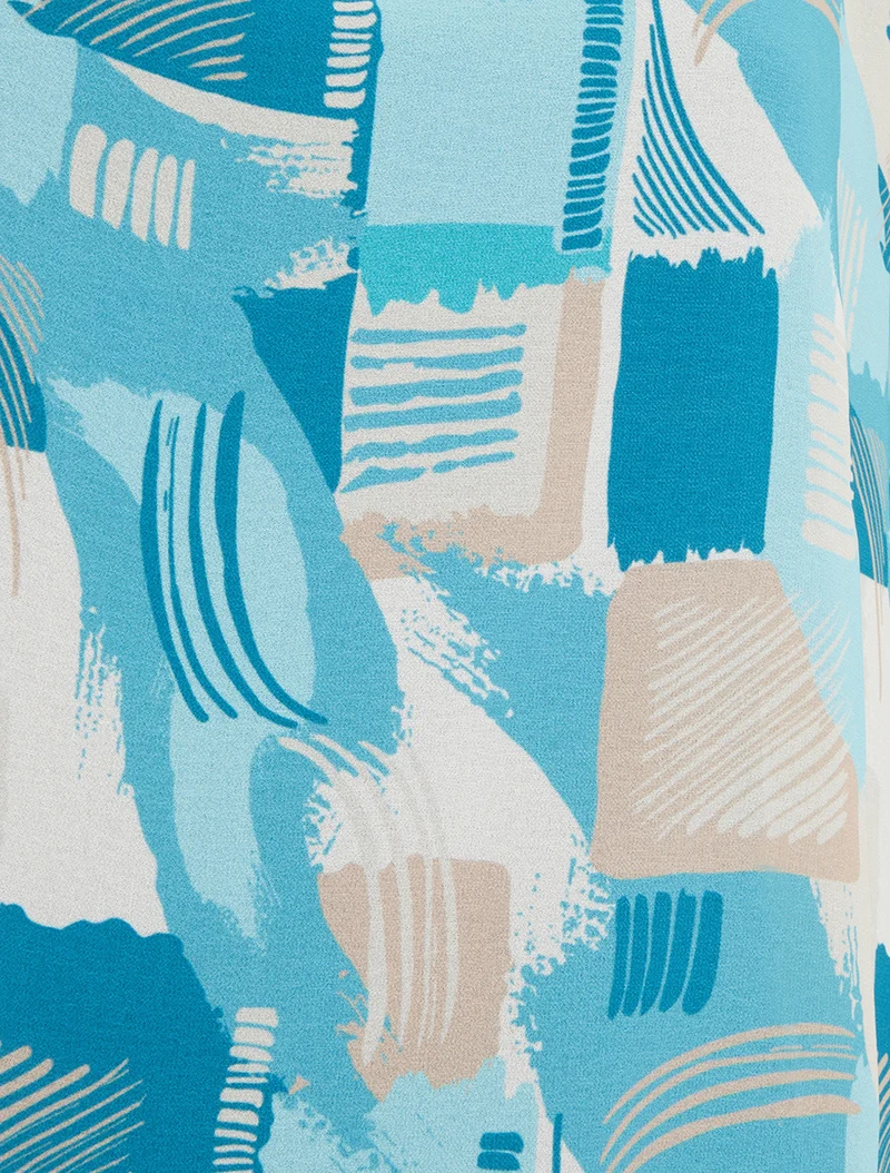Top boule manches courtes imprimé graphique - Turquoise