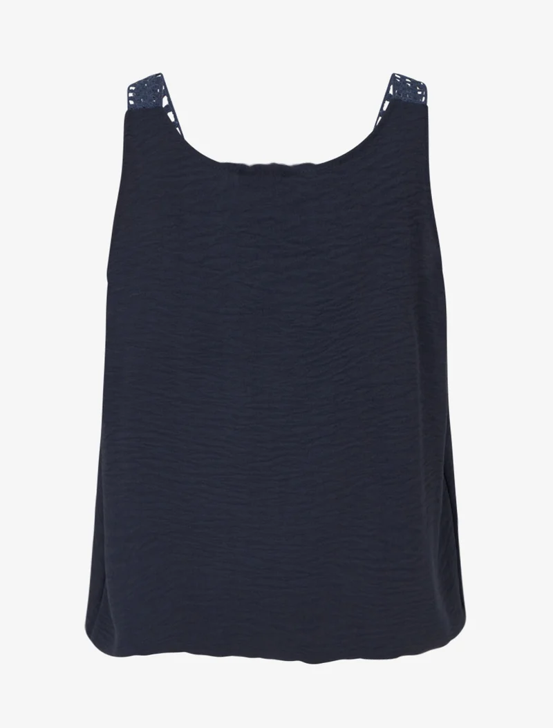 Top sans manches à dentelle et crochet - Marine