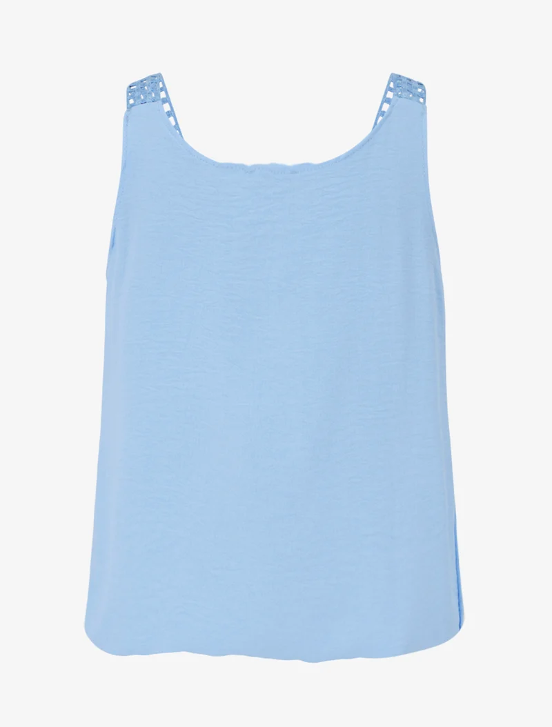 Top sans manches à dentelle et crochet - Bleu ciel