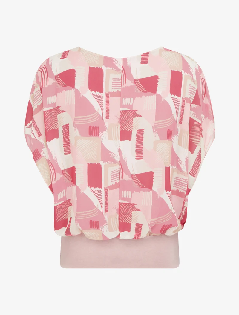 Top boule manches courtes imprimé graphique - Rose