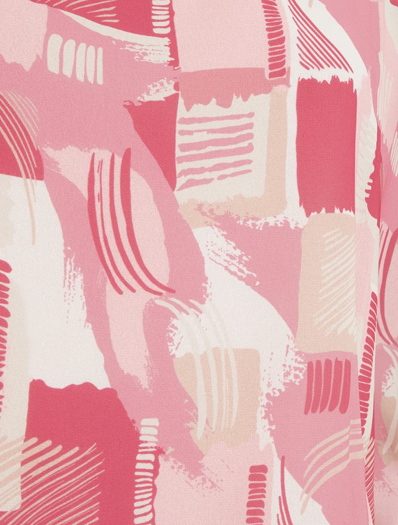 Top boule manches courtes imprimé graphique - Rose