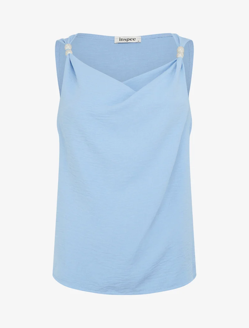 Top sans manches à empiècement bijoux - Bleu ciel