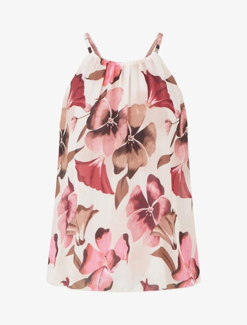 Top fluide imprimé floral - Rose