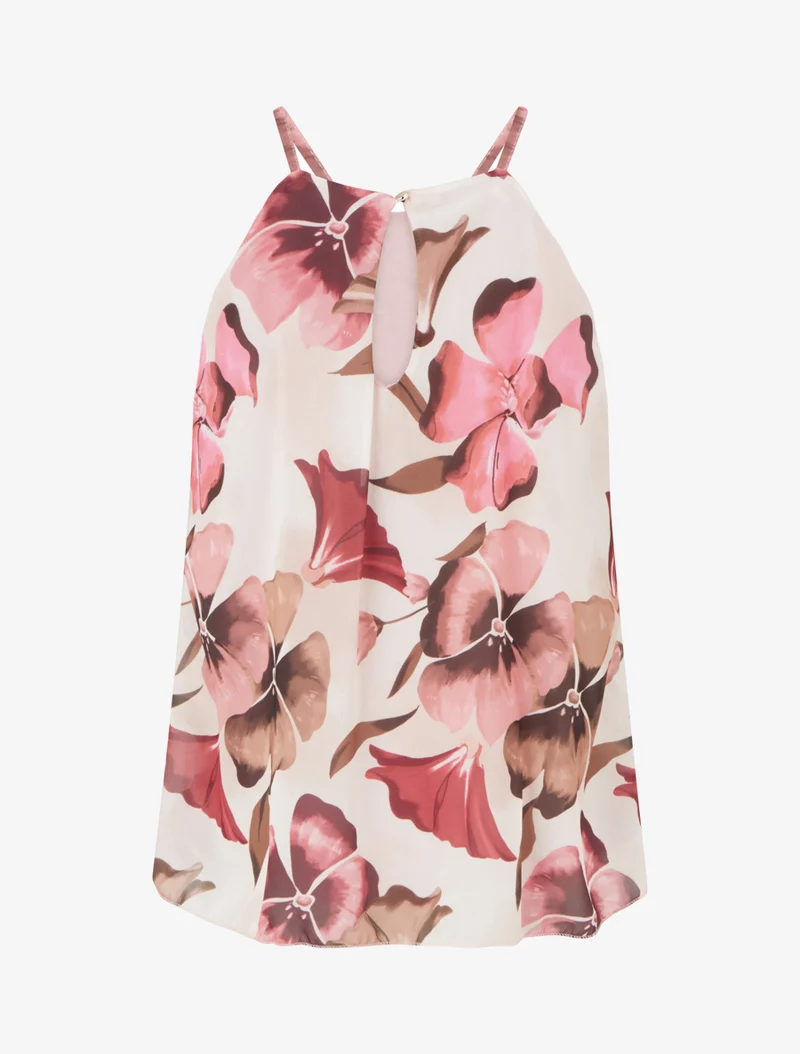 Top fluide imprimé floral - Rose