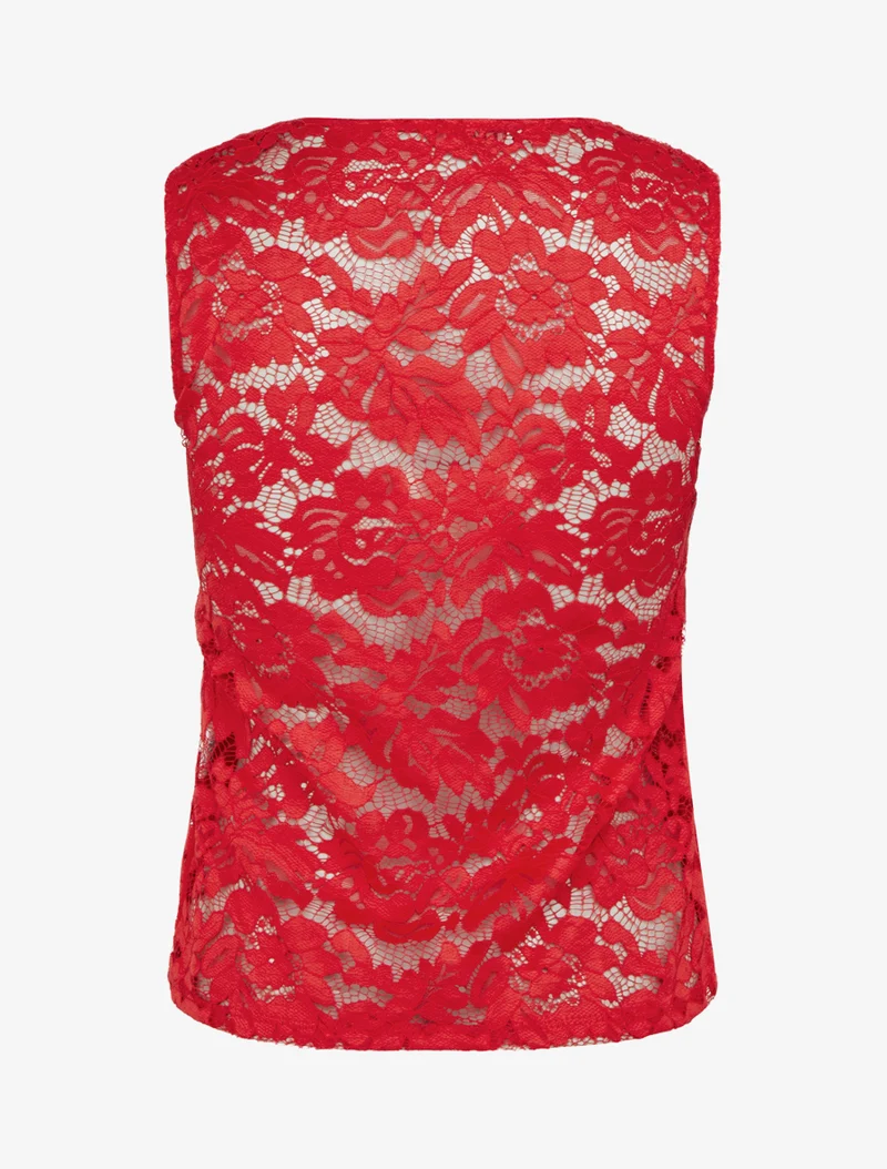 Top sans manches en dentelle - Rouge
