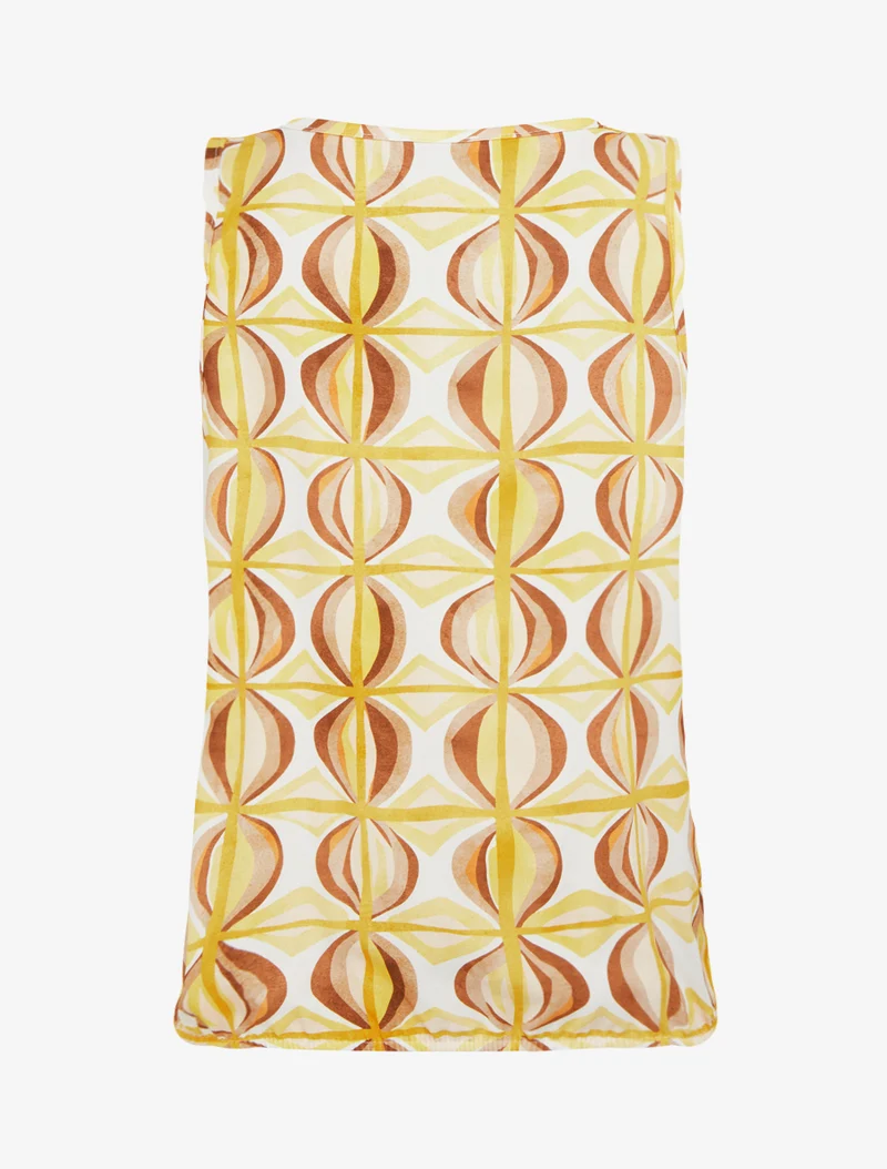 Top boule sans manches imprimé fantaisie - Jaune
