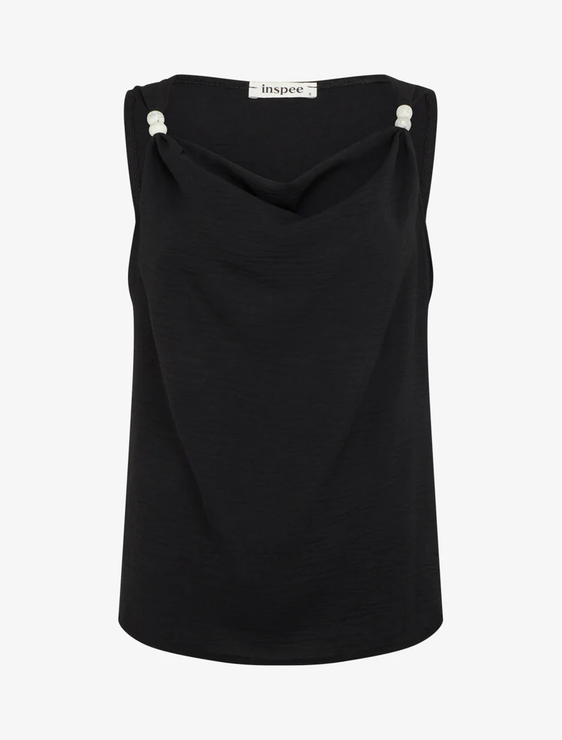 Top sans manches à empiècement bijoux - Noir