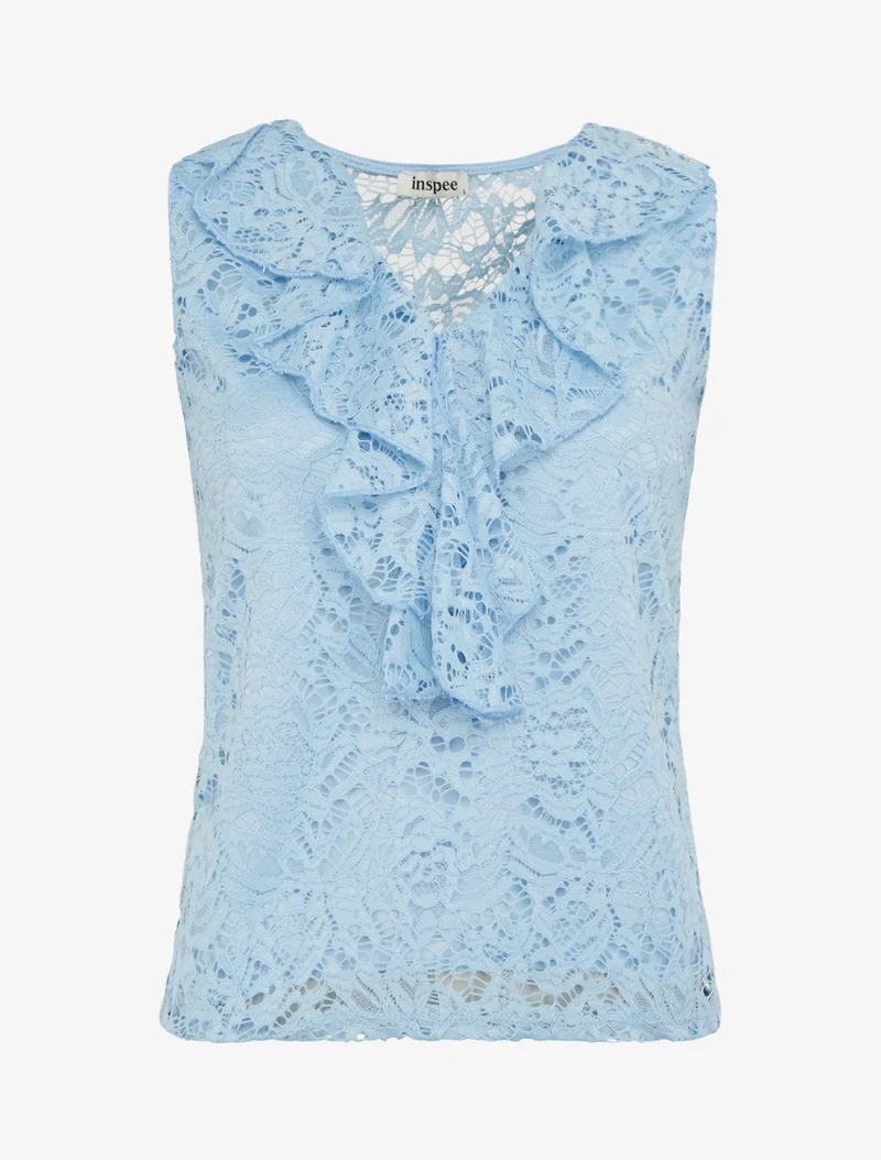 Top sans manches en dentelle - Bleu ciel