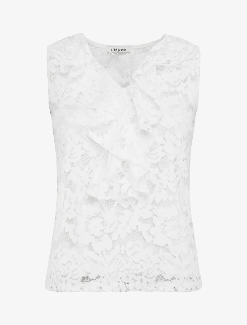 Top sans manches en dentelle - Blanc