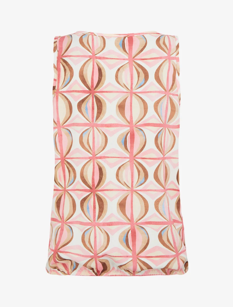 Top boule sans manches imprimé fantaisie - Rose