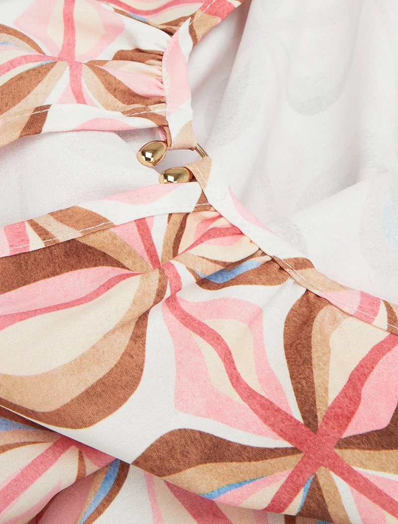 Top boule sans manches imprimé fantaisie - Rose