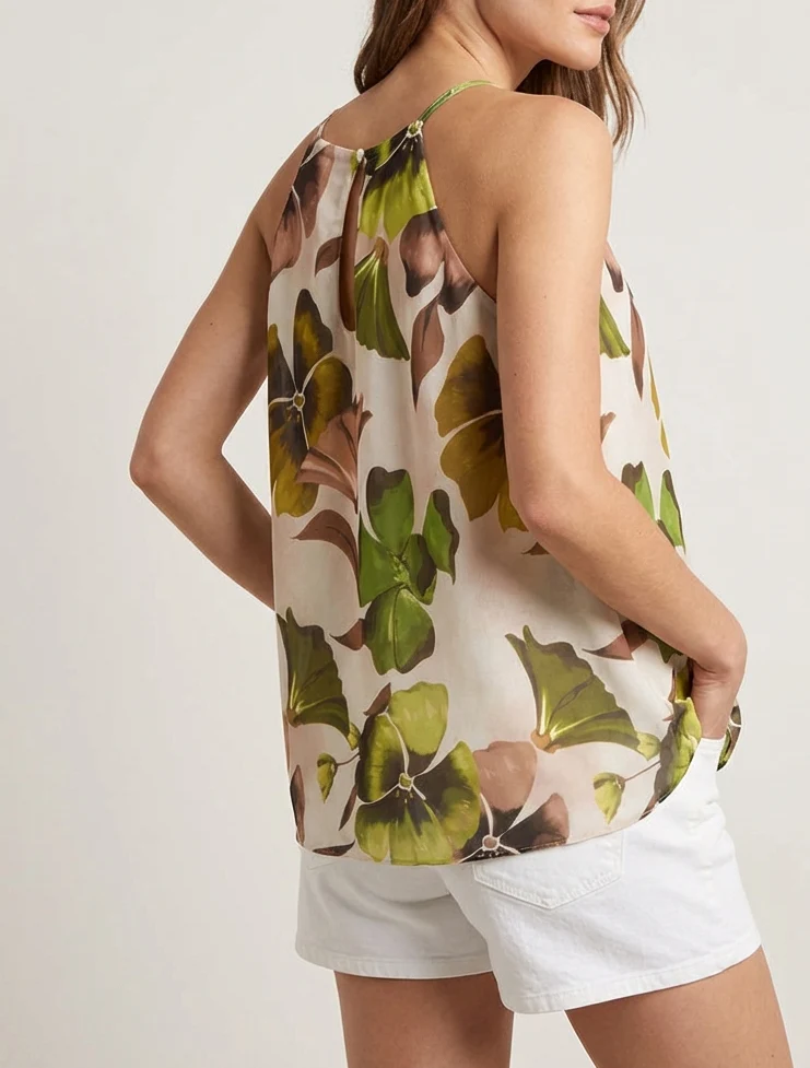 Top fluide imprimé floral - Vert
