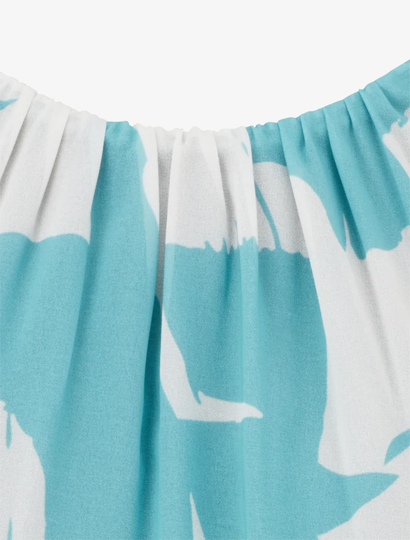 Top fluide imprimé abstrait - Bleu lagon