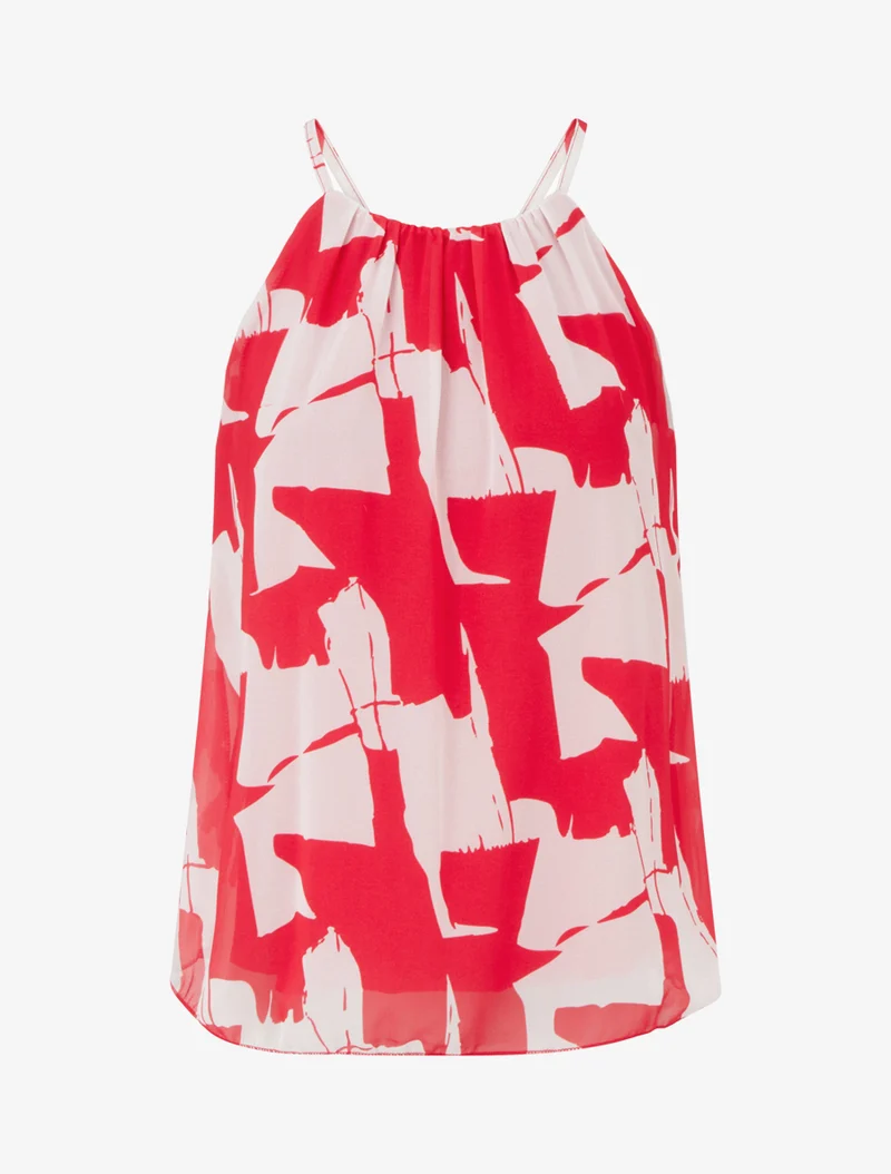 Top fluide imprimé abstrait - Rouge