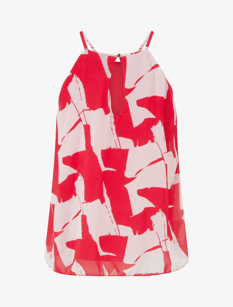 Top fluide imprimé abstrait - Rouge