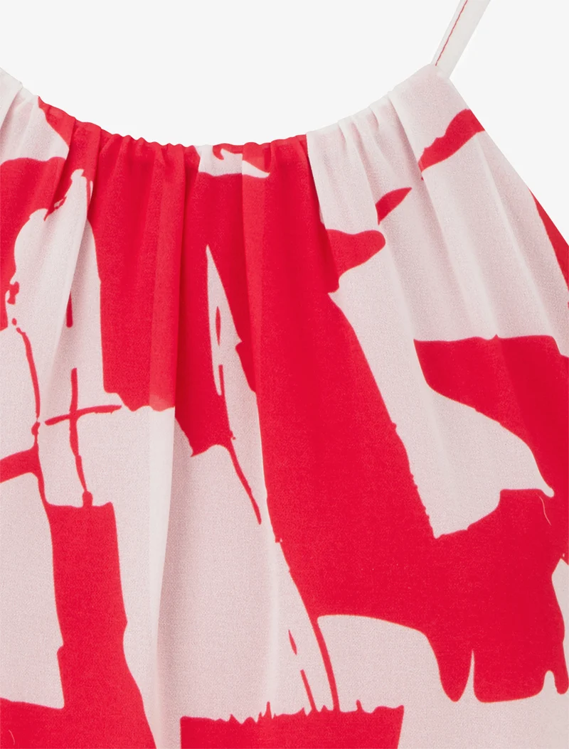 Top fluide imprimé abstrait - Rouge