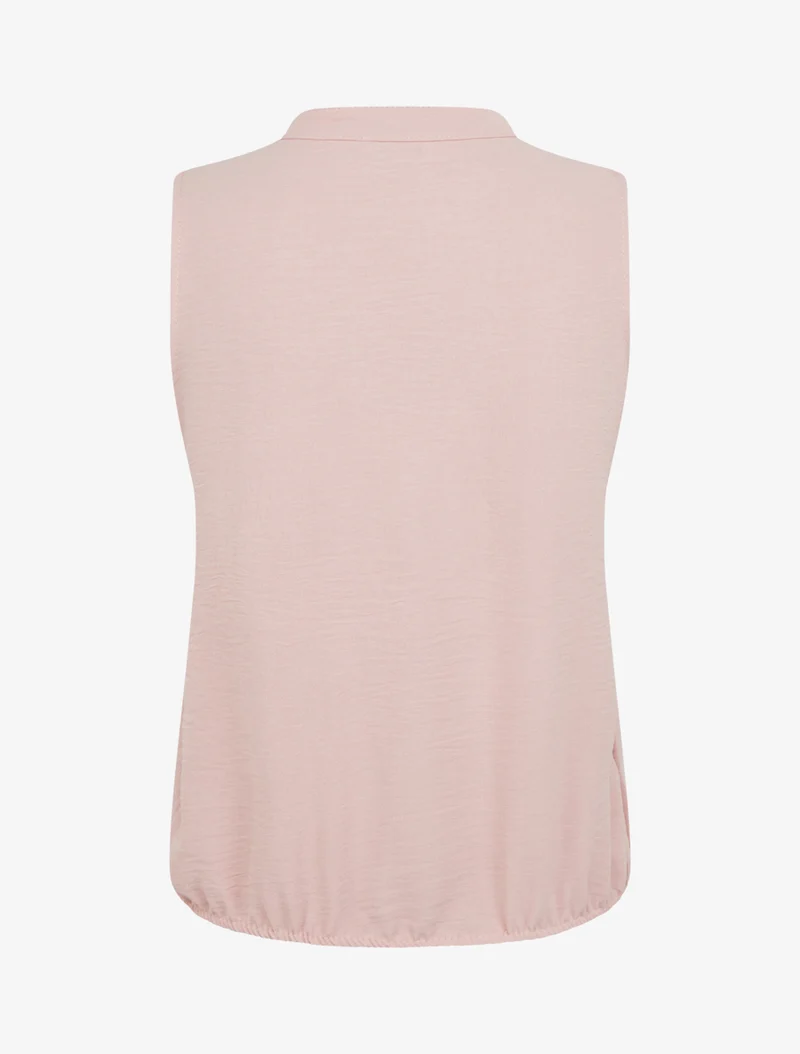 Top uni à col V - Vieux rose